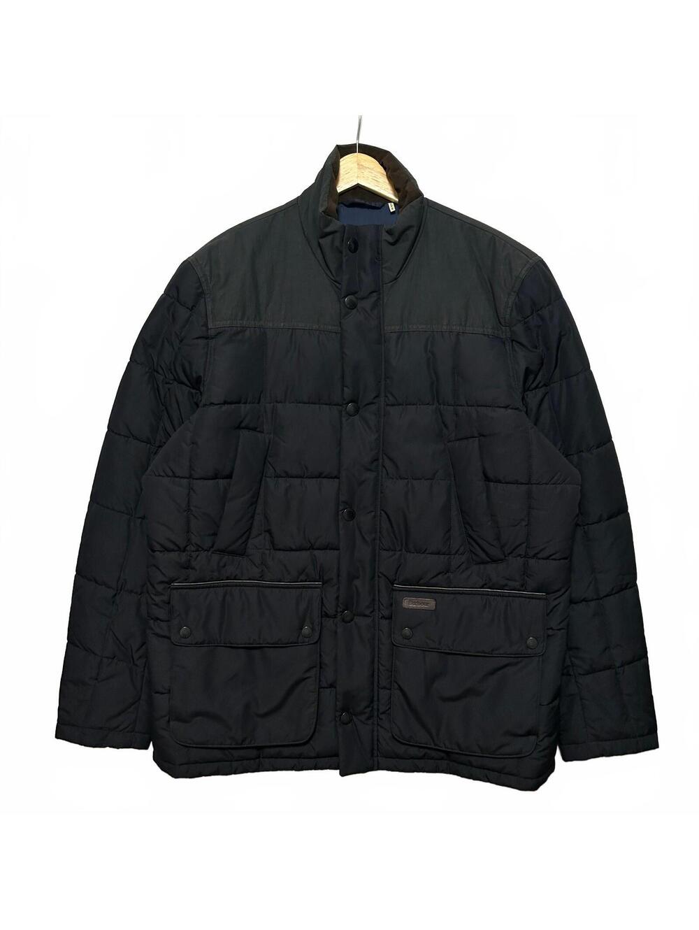 Barbour Ambrose Quilted Zip Up Jacket Men's L Navy Blue